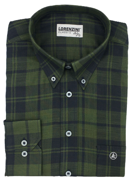 Lorenzini Classic Jade Green Check Shirt