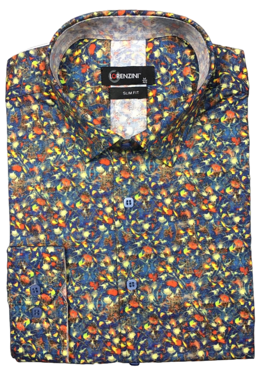 Lorenzini Slim Fit Multi Floral Shirt
