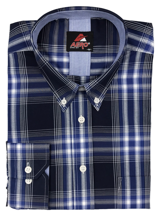 Aero Wolf Navy Check Shirt