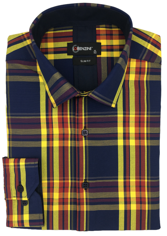 Lorenzini Slim Fit Lemon Navy Shirt