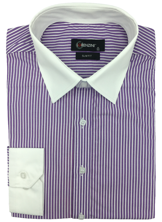 Lorenzini Slim Fit Contrast Collar Lilac