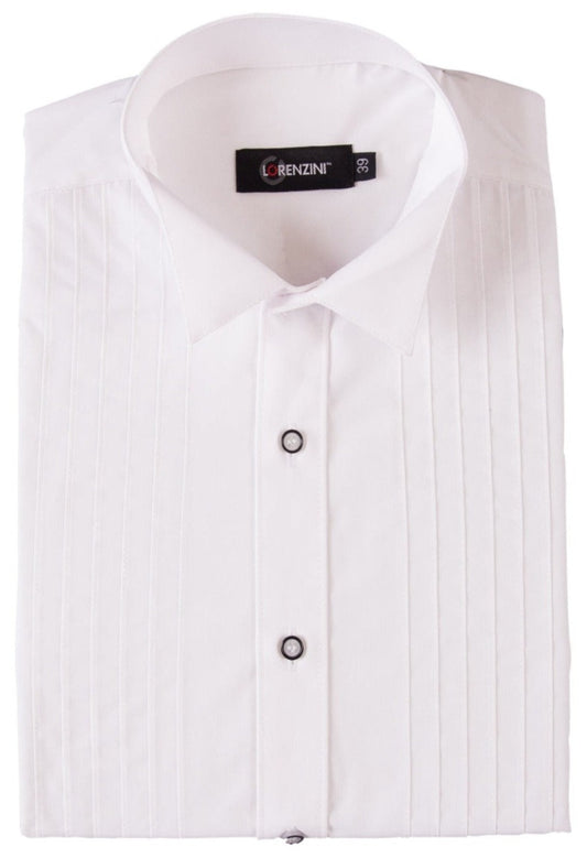 Lorenzini Slim Fit Pintuck Shirt - White