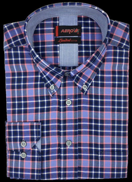 Aero Box Navy Check Shirt