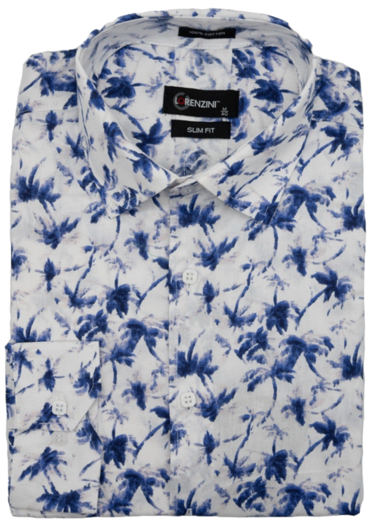 Lorenzini Slim Fit Sapphire Print Shirt