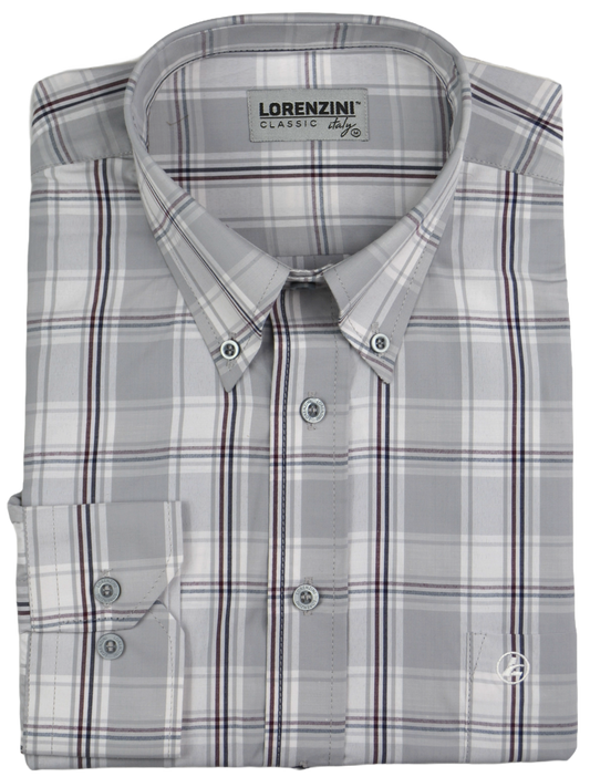 Lorenzini Classic Old Grey Check Shirt