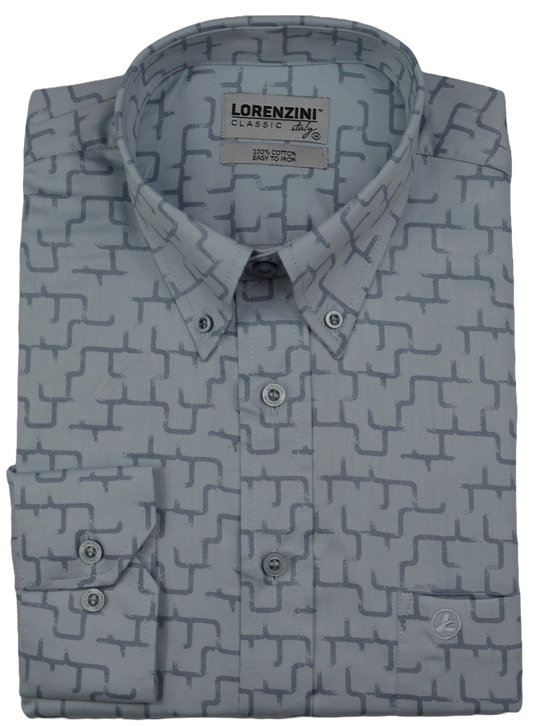 Lorenzini Classic Puzzled Grey Print Shirt