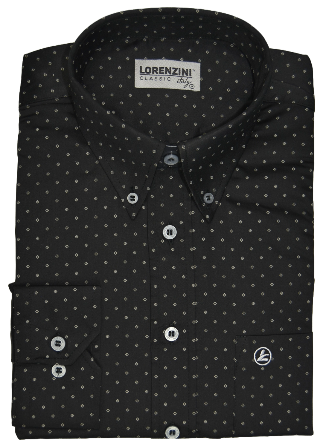 Lorenzini Classic Spotted Black Print Shirt