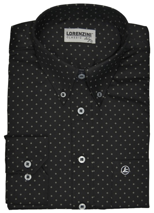 Lorenzini Classic Spotted Black Print Shirt