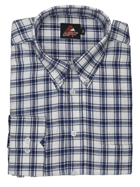 Aero Marine White/Navy Long Sleeve Check