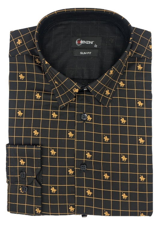 Lorenzini Slim Fit Horse Print Shirt