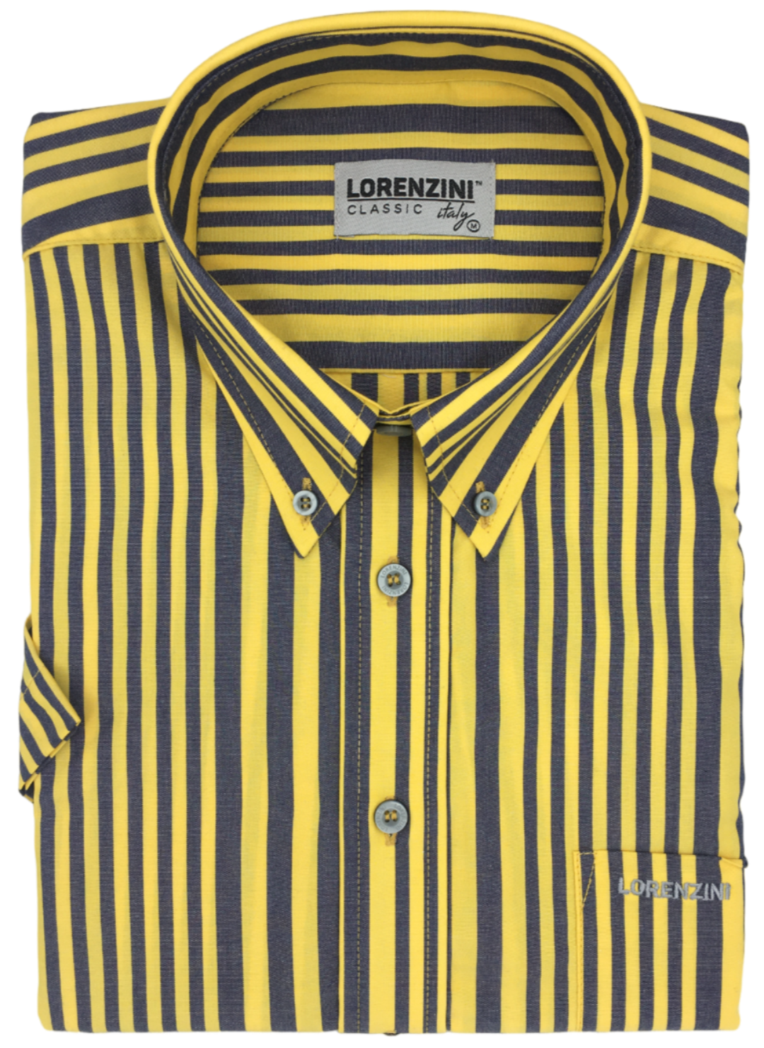 Lorenzini Classic Short Sleeve Yellow Stripe Shirt