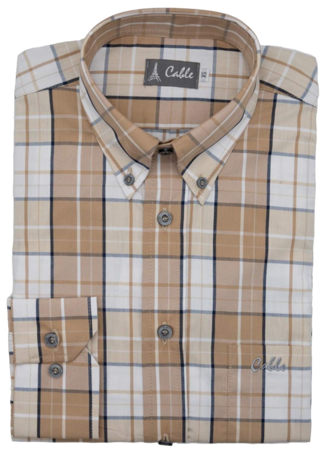 Cable Stoney White Check Shirt